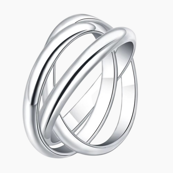 925 Sterling Silver Modern Interlocking Triple Band Ring