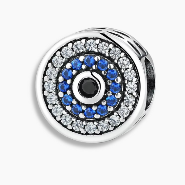 925 Sterling Silver Evil Eye Charm with Blue and Clear Cubic Zirconia Stones for Protection and Good Fortune Jewelry