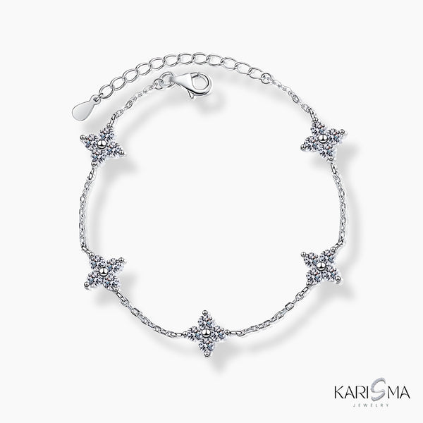 Celestial Shine Moissanite Diamond Star Sterling Silver with Platinum Plating Bracelet