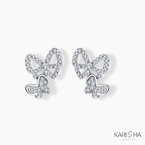 Butterfly Moissanite Diamond Sterling Silver Stud Earrings