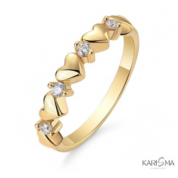 Golden Hearts Moissanite Diamond Ring