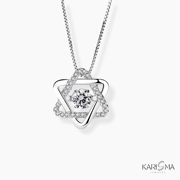 0.5 Carat Moissanite Star of David Pendant  Sterling Silver Necklace