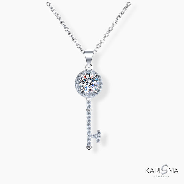 Key to Sparkling Elegance 1ct Moissanite Diamond Pendant Necklace