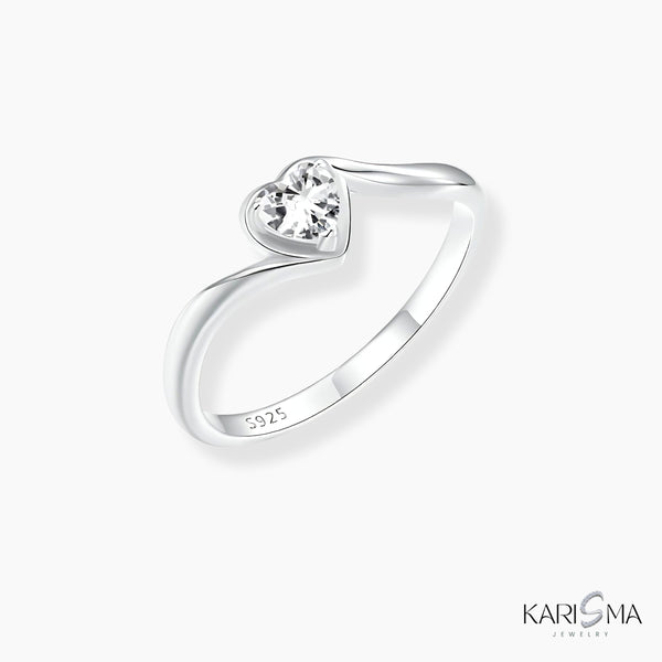 Heart-Shaped Moissanite Diamond Solitaire Ring