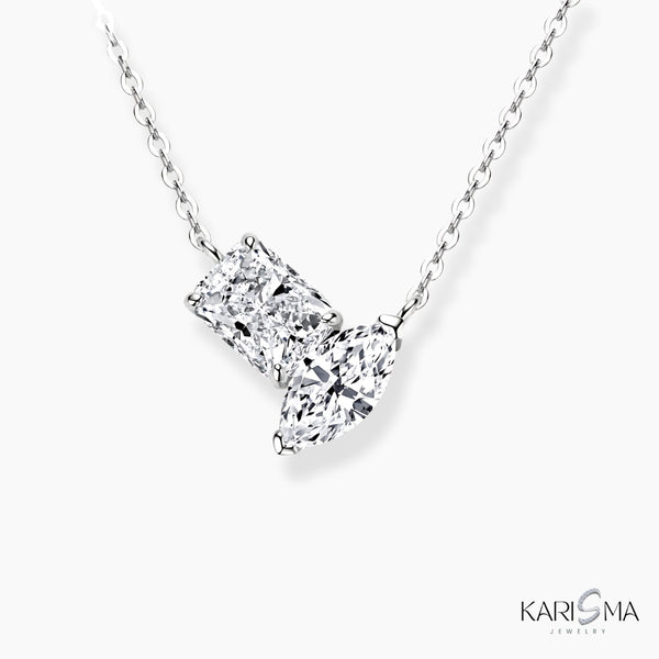 Timeless Duo Moissanite Diamond Sterling Silver Necklace