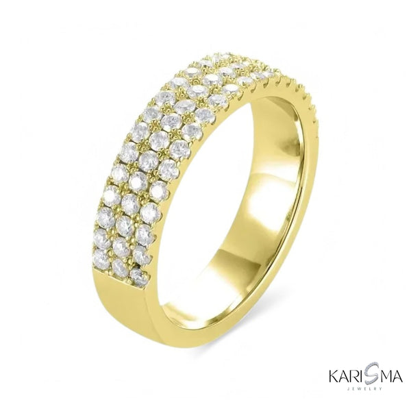 Luxe Moissanite Diamonds Three-Row 18K Gold Plated Ring