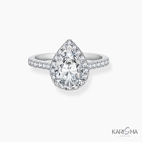 Love’s Sparkle Pear Cut 2.0CT Moissanite Diamond Engagement Ring