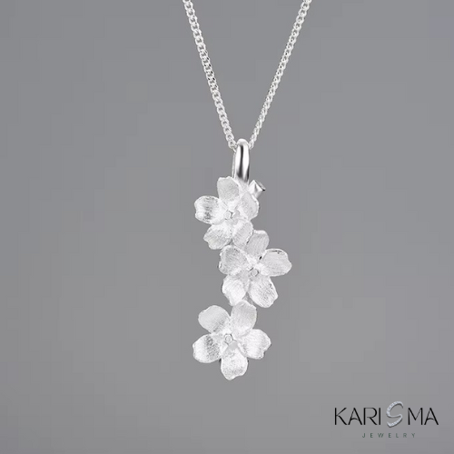Cascading Silver Blossom Necklace