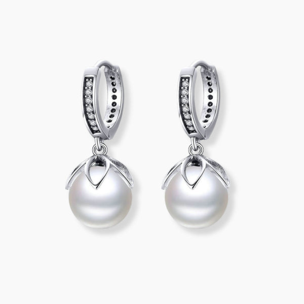 Elegant 925 Sterling Silver Luminous Gentle Love Flower Shell Pearl Drop Earrings