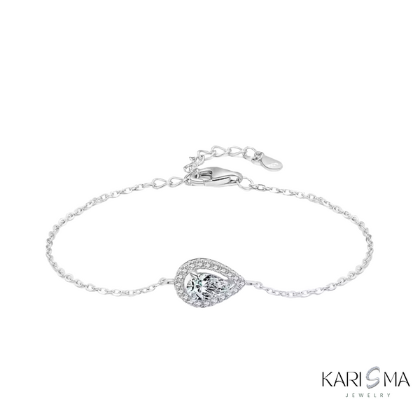 Elegant 925 Sterling Silver Water Drop Zirconia Bracelet