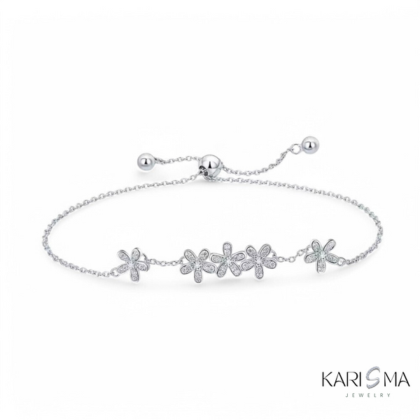 925 Sterling Silver Chain Bracelet with Zircon Accents