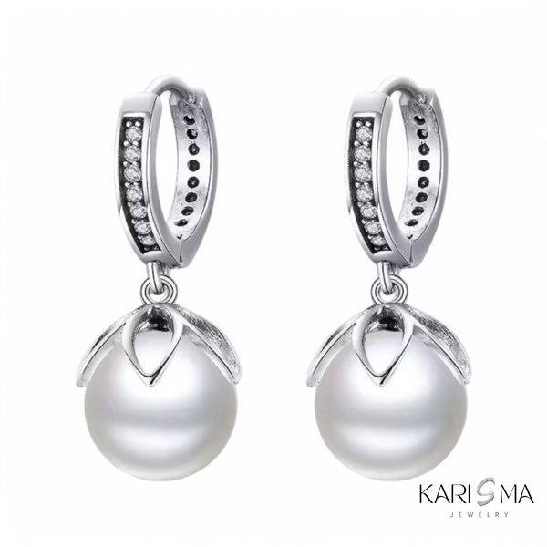 Elegant 925 Sterling Silver Pearl Drop Earrings