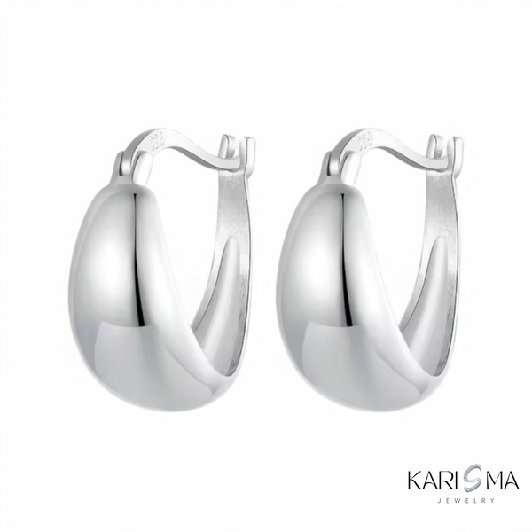 925 Sterling Silver White Gold Plated Minimalist Open Hoops