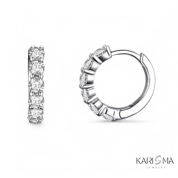 925 Sterling Silver Cubic Zirconia Hoop Earrings