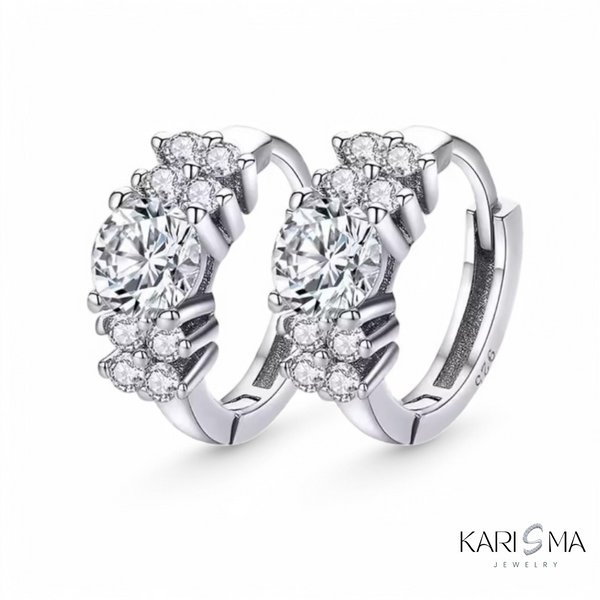 925 Sterling Silver Cubic Zirconia Hoop Earrings