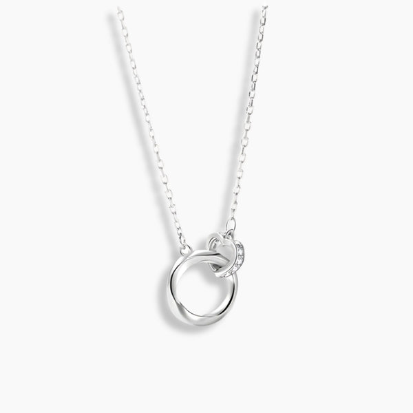 925 Sterling Silver Romantic Heart Lock Sparkling Clear Zircon Pendant Necklace