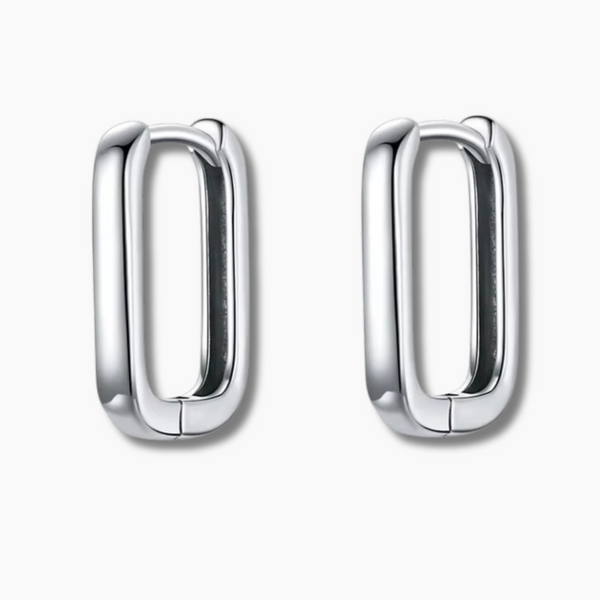 925 Sterling Silver Rectangular Hoop Earrings – Minimalist Modern Design