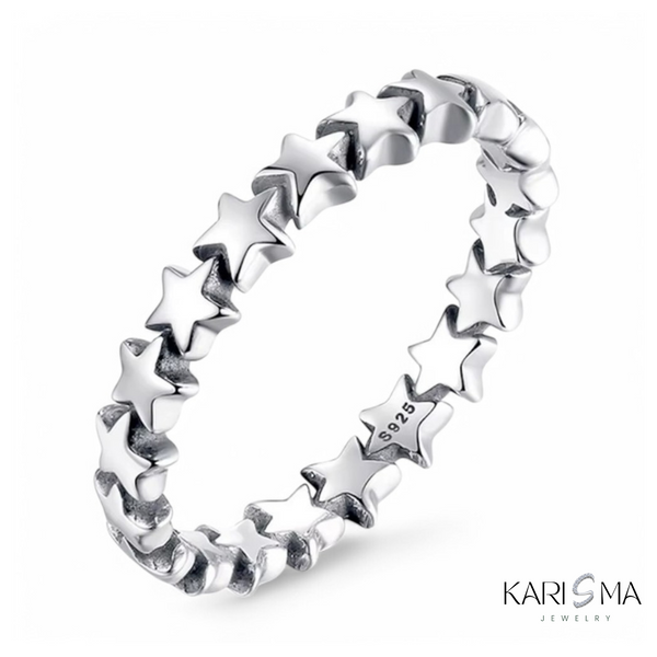 925 Sterling Silver Star Band Ring – Celestial-Inspired Design