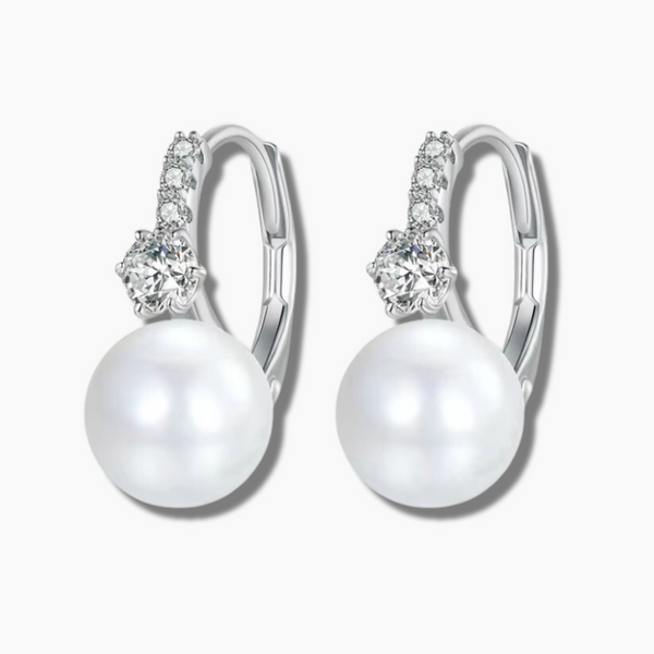 925 Sterling Silver Pearl Drop Earrings with Cubic Zirconia