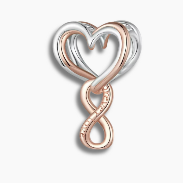 925 Sterling Silver & Rose Gold  Symbol of Eternal Love Infinity Heart Charm