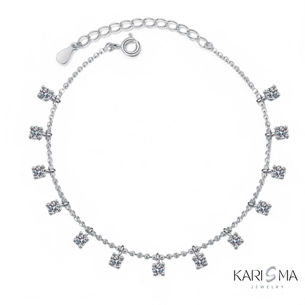 Dazzling Tassel Moissanite Diamond Bracelet Sterling Silver