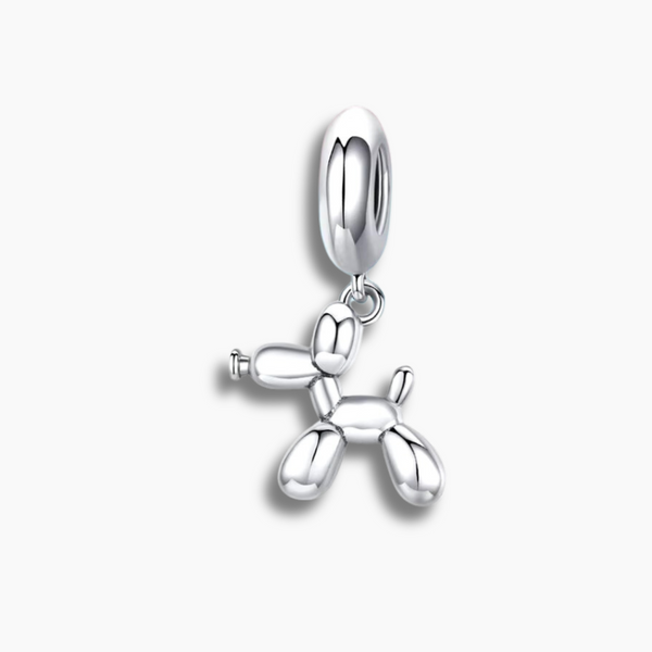 925 Sterling Silver Balloon Dog Charm  Unique Puppy Pendant for Bracelets & Necklaces