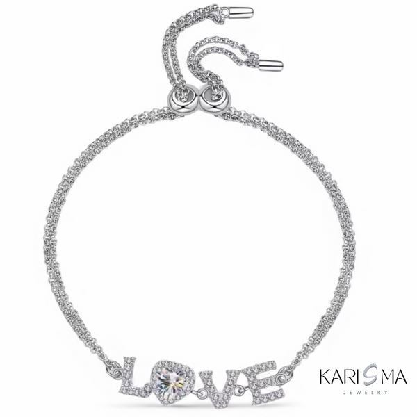 Love Sparkles 0.5CT Heart Moissanite Gold-Plated Silver Bracelet