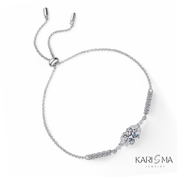 1CT Moissanite Diamond 18K White Gold-Plated Silver Bracelet