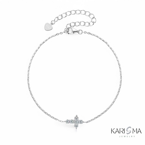 Delicate Moissanite White Gold Plated Sterling Silver Bracelet