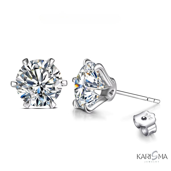 Moissanite Diamond Dazzling Round Stud Earrings