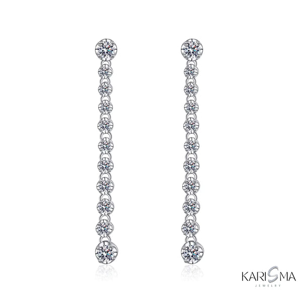 Elegant Sparkle Moissanite Diamond Platinum-Plated Drop Earrings