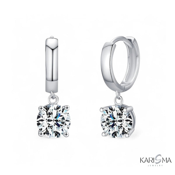 Elegant Moissanite Diamonds 925 Sterling Silver  Hoop Earrings