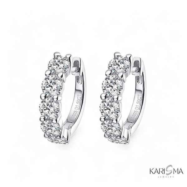 Dazzling  Moissanite Diamond 3CT Sparkling  Hoop Earrings