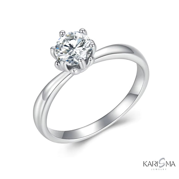 Everlasting Sparkle 0.8CT Moissanite Diamond Promise Sterling Silver Ring