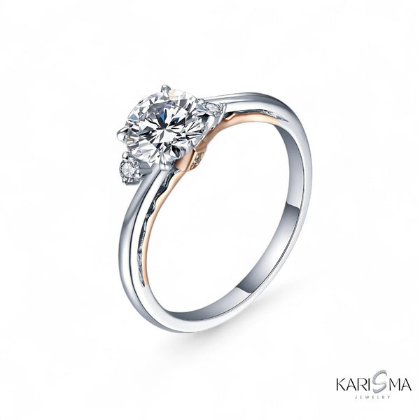 Dazzling Love 1CT Silver & Rose Gold Moissanite Wedding Band