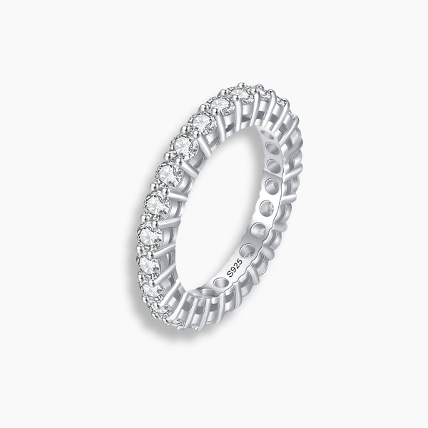 925 Sterling Silver Full Circle Stones Eternity Band Ring