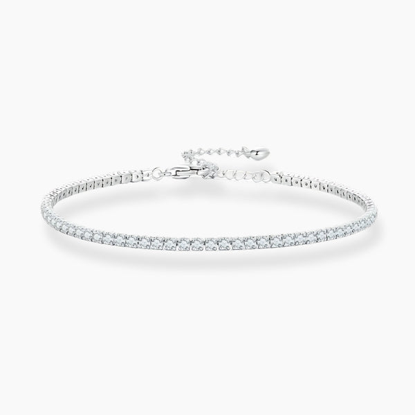 Crystal Glow 925 Sterling Silver Adjustable Platinum Plated Tennis Bracelet