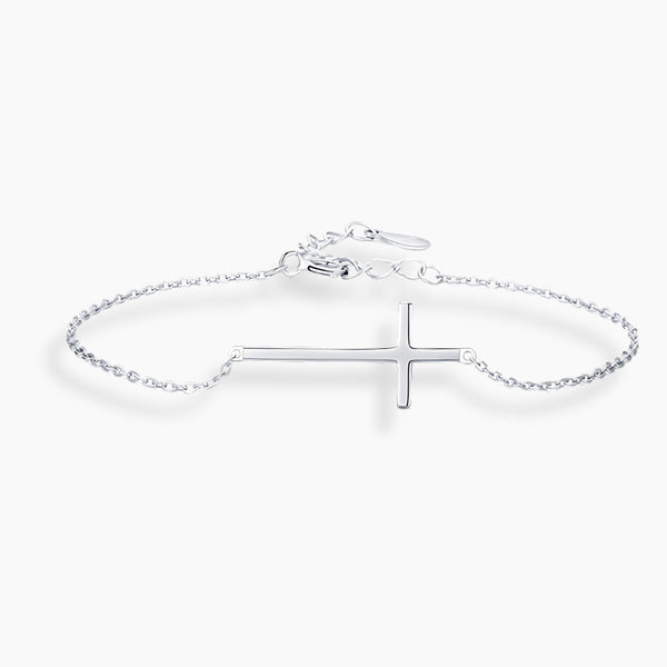 Elegant 925 Sterling Silver Adjustable Cross Bracelet