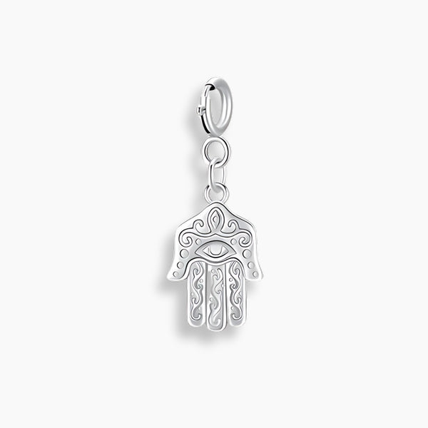 925 Sterling Silver Hamsa Hand Charm Pendant  Protection Symbol for Bracelets & Necklaces