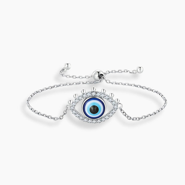 925 Sterling Silver Evil Blue Eye Protection Charm Bracelet