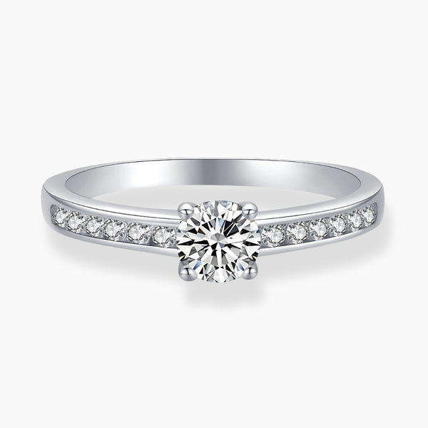 925 Sterling Silver Solitaire Ring with Pave Band