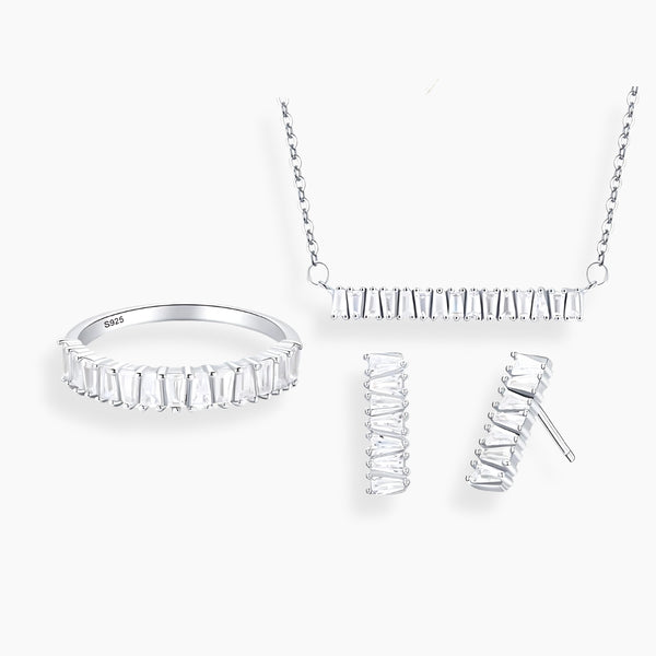 925 Sterling Silver 3-piece  Zirconia Jewelry Set