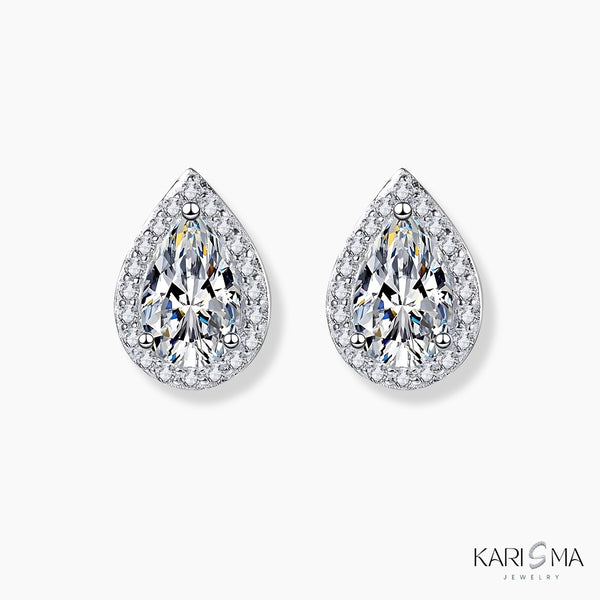 Sparkling Water Drop Moissanite Diamond Sterling Silver Stud Earrings