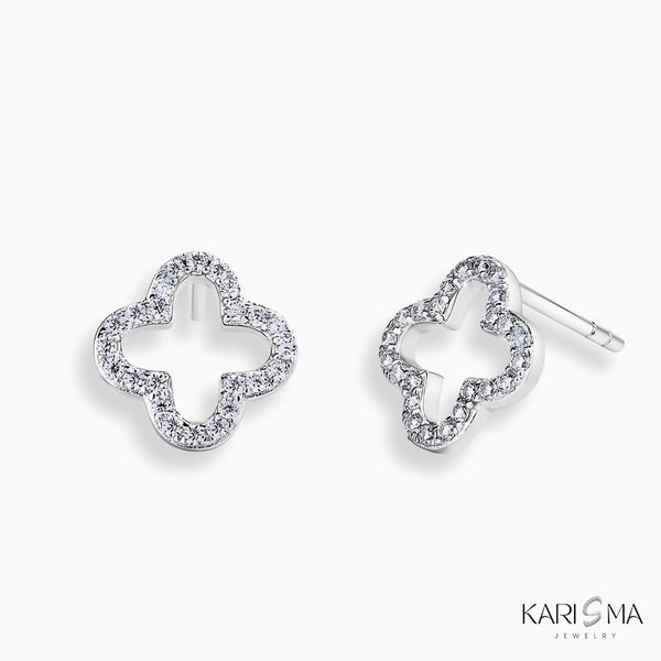 Timeless Moissanite Diamond White Rhodium Plated  Sterling Silver Stud Earrings