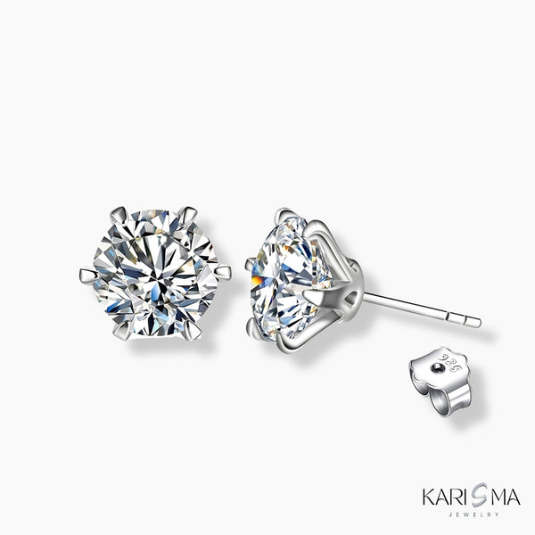 Moissanite Diamond Dazzling Round Stud Earrings