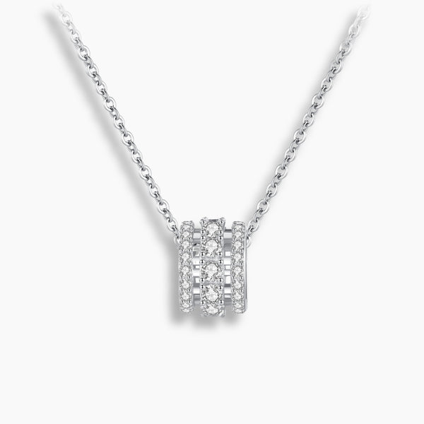 925 Sterling Silver Triple Row Pave Necklace – A Dazzling Statement of Elegance