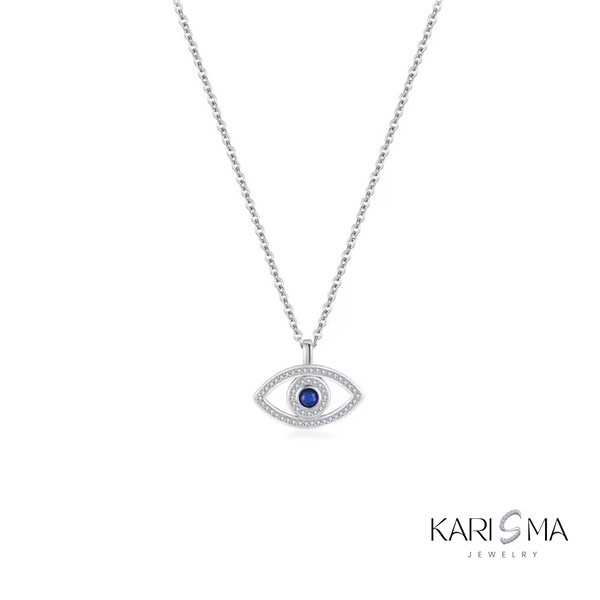 Dainty Evil Eye Necklace in Sterling Silver