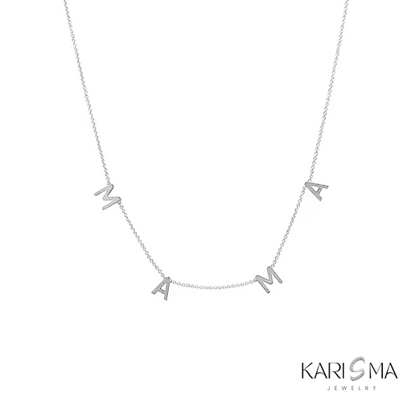 Minimalist MAMA Letter Necklace in Sterling Silver