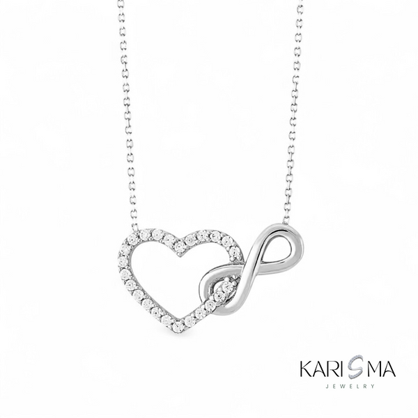 Infinity Heart Necklace with Sparkling Zircon Accents