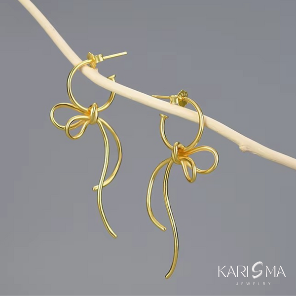 Gold Wire Bow Knot Earrings – Minimalist Handmade Design